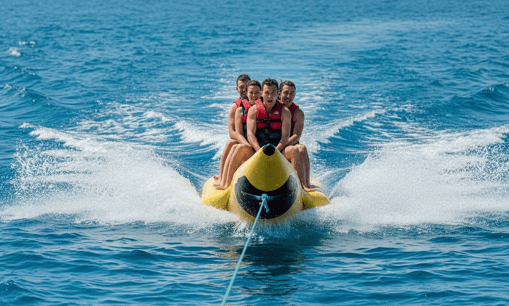 Hong Van Beach offers a wide range of water activities, from kayaking on calm turquoise waters to inflatable obstacle courses and thrilling banana boat rides.